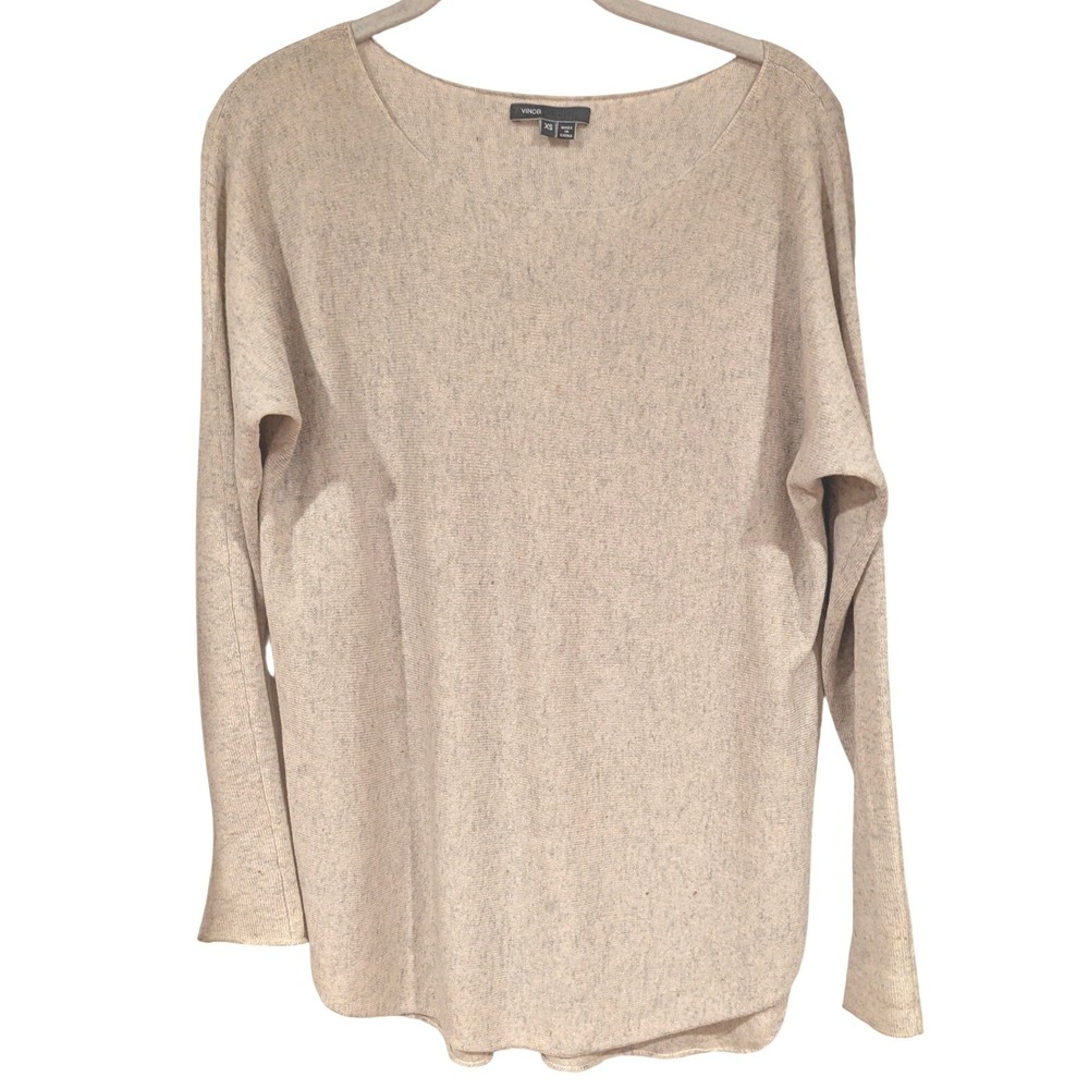 Vince‎ Sweater XS Oatmeal Wool Cashmere Boat Neck Relaxed Luxe Minimalist Knit